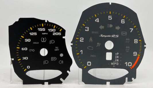 Porsche Spyder RS 10 Tach & 205 MPH with TC Off Icon (GRAY) 2018-2022 P-1108A