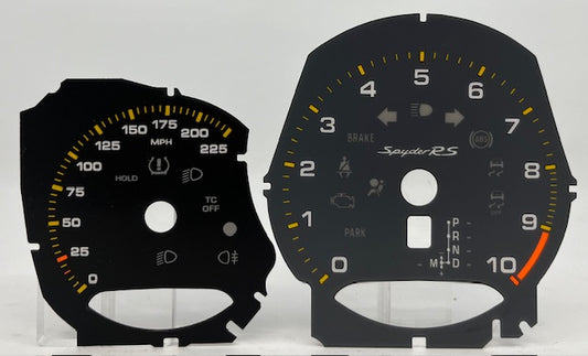 Porsche Spyder RS 10 Tach & 225 MPH with TC Off Icon (GRAY) 2018-2022 P-1109
